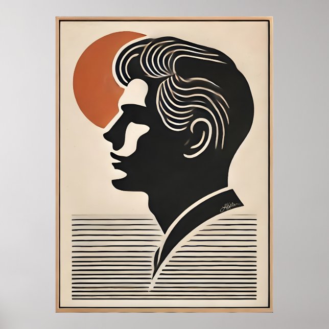 Poster Arte Moderna de Meados do Século Ele Segue o Sol (Frente)