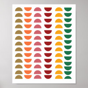 Poster Arte Moderna de Meados do Século Geométrico Cores