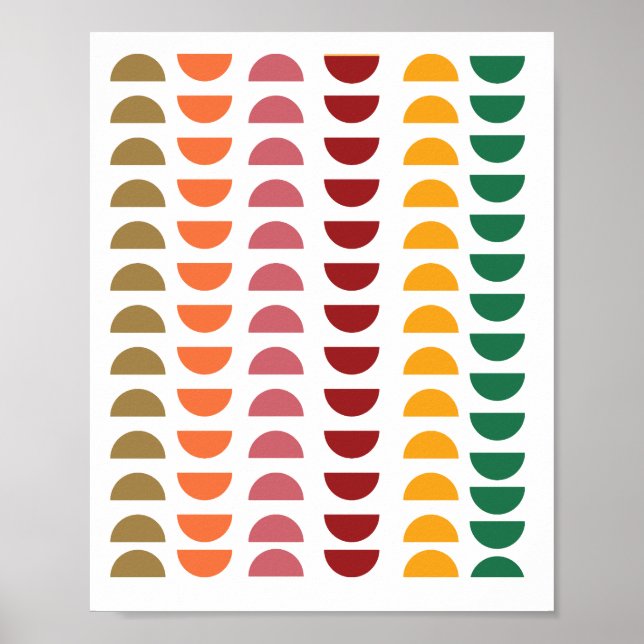 Poster Arte Moderna de Meados do Século Geométrico Cores  (Frente)