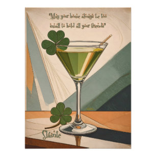 Póster Arte Moderna de Meados do Século Trevo Martini Slá