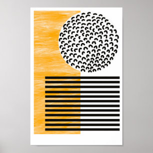 Poster Arte Moderna de Meio século Laranja e Preto