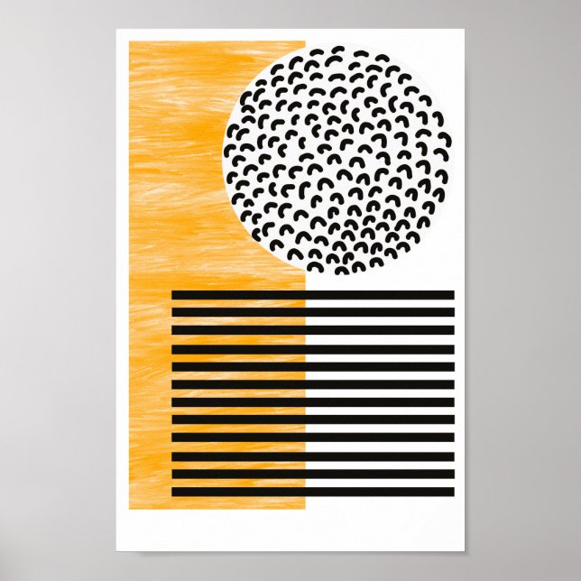 Poster Arte Moderna de Meio século Laranja e Preto (Frente)