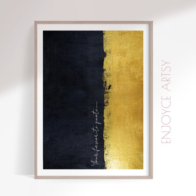 Poster Arte moderna de pintura de ouro e abstrato preto (Criador carregado)
