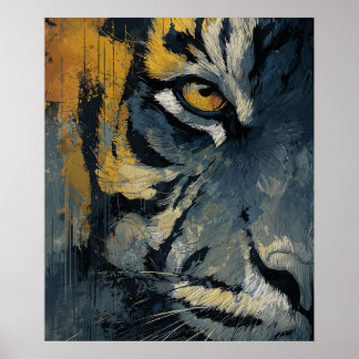 Poster Arte Moderna de Tigre em Parede - Arte Ousada e Lu