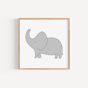 Poster Arte Moderna e Minimalista para Berçário de Elefan
