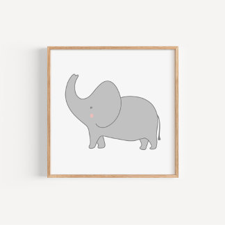 Poster Arte Moderna e Minimalista para Berçário de Elefan