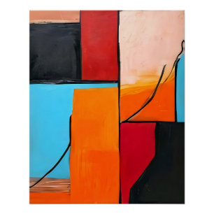 Póster arte moderna, formas geométricas, design abstrato,