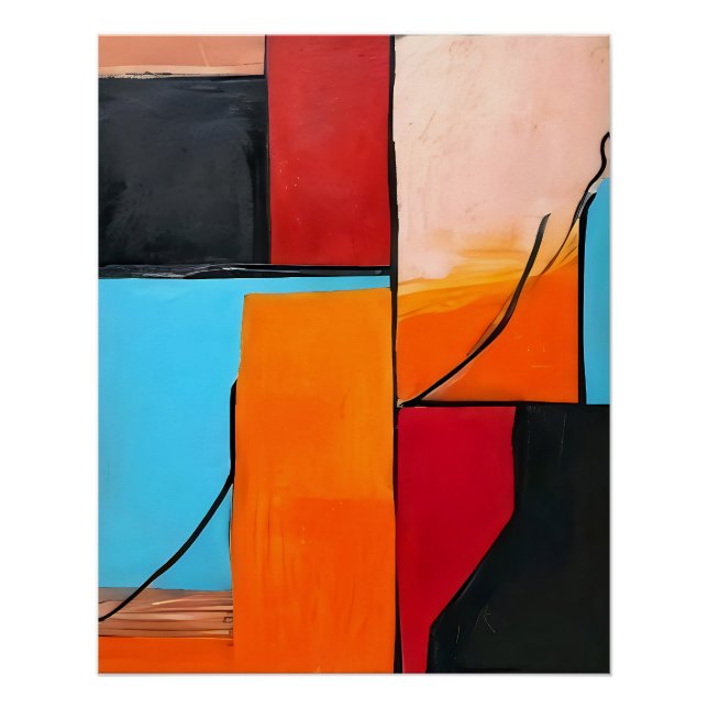 Póster arte moderna, formas geométricas, design abstrato, (Frente)