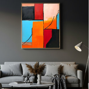 Poster arte moderna, formas geométricas, design abstrato,