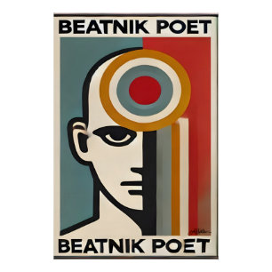 Póster Arte Modernista de Meados do Século Beatnik Poeta