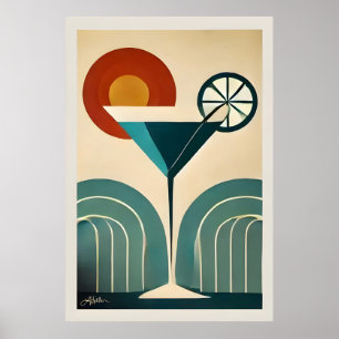 Poster Arte Moderno de Meados do Século Nascer do Sol da 