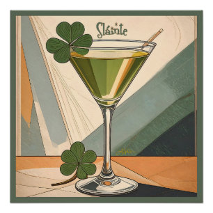 Póster Arte Moderno de Meados do Século Trevo de Xícara M