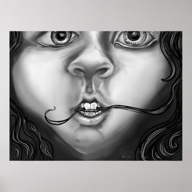 Poster Arte Monocromática Moderna de Habitação Nervosa (Frente)