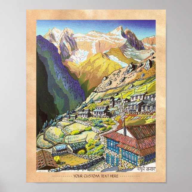 Poster Arte montanhosa legal Namche Bazar Nepal (Frente)