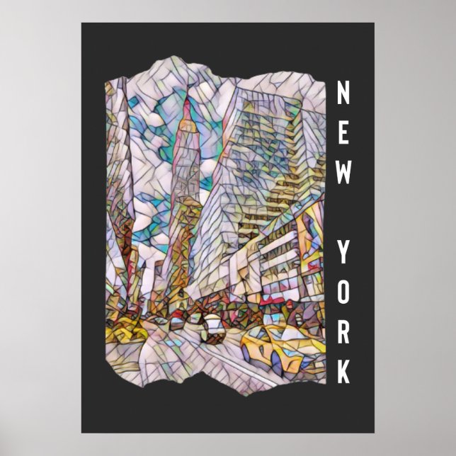 Poster Arte Mosaico Estético da Cidade de Nova York       (Frente)