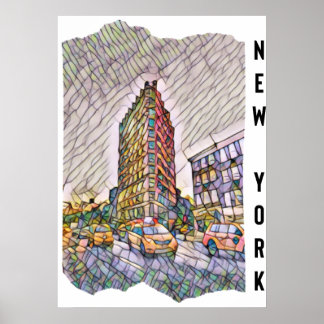 Poster Arte Mosaico Estético da Cidade de Nova York