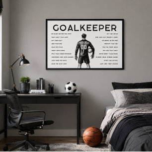 Poster Arte Motivacional de Futebol para Goleiro Branco