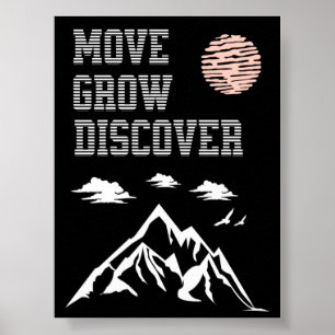 Poster Arte Motivacional de Montanha  Mova Cresça Descubr