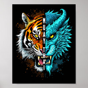 Poster Arte Muay Thai Tiger Dragon