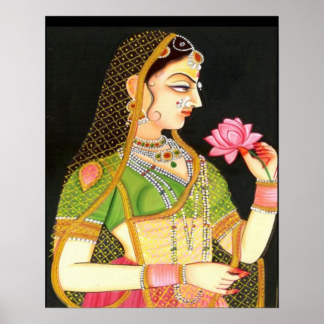 Póster Arte mughal, menina indiana (Frente)