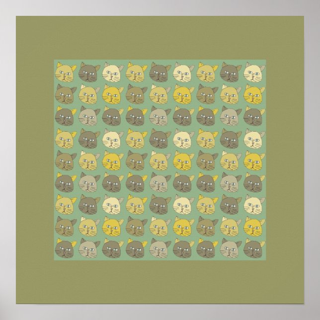 Póster arte na parede de gatos (Frente)