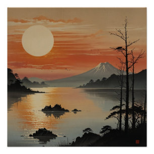 Póster Arte na Parede do Monte Fuji Majestesco