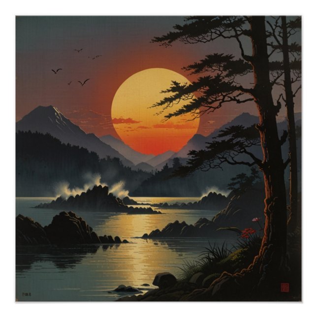 Póster Arte na Parede do Monte Fuji Majestesco (Frente)