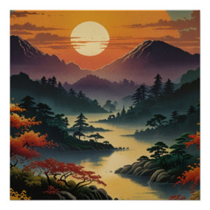 Póster Arte na Parede do Monte Fuji Majestesco