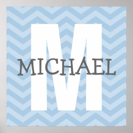 Póster Arte na Sala da Criança em Monograma Chevron