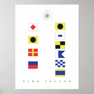 Poster Arte náutica da bandeira da ilha do fogo