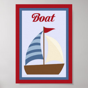 Poster arte náutica da parede do barco 5X7