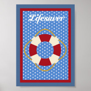 Póster arte náutica da parede do Lifesaver 5X7