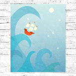 Poster Arte Náutica Do Barco À Vela<br><div class="desc">Um navio à vela fica no topo de uma onda oceânica abaixo de um céu de estrelas. Perfeito para marinheiros,  viajantes e aventureiros em todos os lugares.</div>