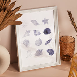 Poster Arte Náutica do Shell do Mar de Aquarela