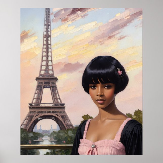 Poster Arte Negra Parisiense Rosa Francesa (Frente)