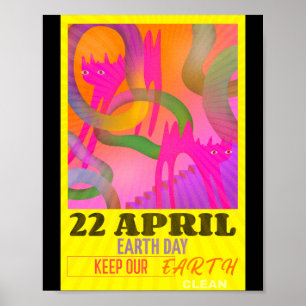 Poster Arte Neon Abstrata Moderna para Camiseta do Dia da