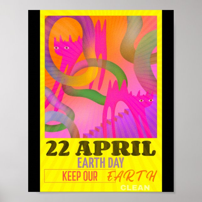 Poster Arte Neon Abstrata Moderna para Camiseta do Dia da (Frente)