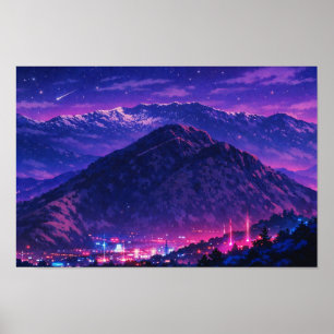 Poster Arte Neon de Paisagem Fotográfica Editada 