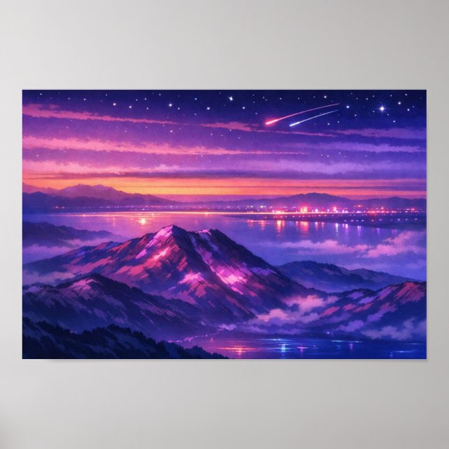 Poster Arte Neon de Paisagem Fotográfica Editada (Frente)