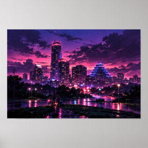 Poster Arte Neon de Paisagem Fotográfica Editada
