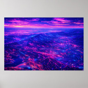 Poster Arte Neon de Paisagem Fotográfica Editada