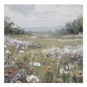 Póster Arte Neutra de Paisagem Abstrata de Casa de Campo 