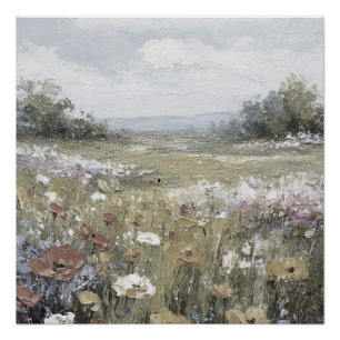 Póster Arte Neutra de Paisagem de Fazenda Abstrata