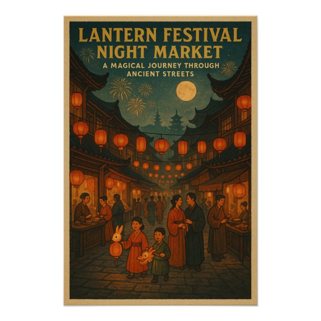 Póster Arte Noturna do Festival de Lanterna Chinês (Frente)