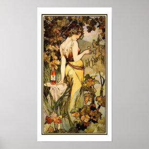 Póster Arte Nouveau Alfons Mucha, conhaque 10" x 18"