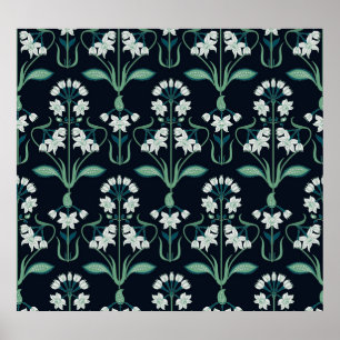 Poster Arte nouveau floral, padrão sem costura abstrato.