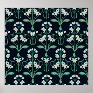 Poster Arte nouveau floral, padrão sem costura abstrato.