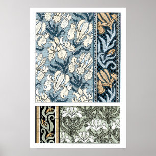 Poster Arte Nova Antiga, Flores de Íris de Jardim