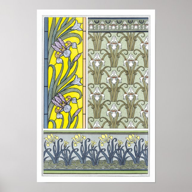 Poster Arte Nova Antiga, Flores de Íris de Jardim (Frente)