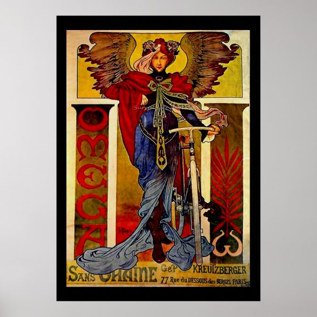 Póster Arte Nova deslumbrante mulher de Alphonse Mucha #3 (Frente)